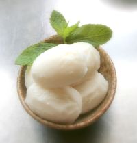 bowl of cool, frosty mint sorbet.