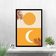 Boho unique Sun and Moon Printable Abstract Art Terracotta | Etsy