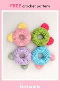 Crochet a cute baby teddy toy. Perfect for teething too! Go crazy with color to match the personalities of your little ones.