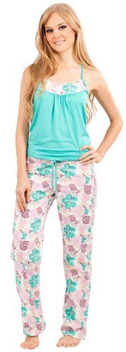 Adriana Arango Women's Pajama Set Trendy Racerback Top Patterned Pants