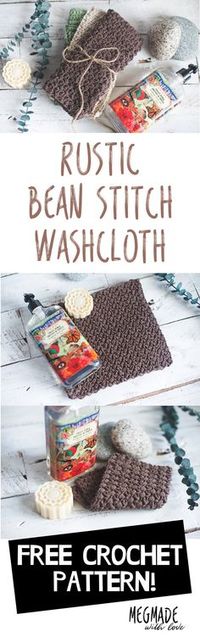 Free Rustic Bean Stitch Washcloth Crochet Pattern - Megmade with Love