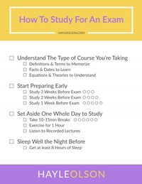 How to Study For An Exam | College Tips | Hayle Olson | www.hayleolson.com