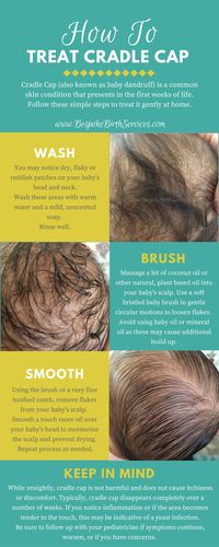 You've recently had your baby, and one day while snuggling her close you see something strange. You smooth her hair over, and notice that she's got some whitish scaling on her scalp. The flakes seem to brush off easily, but you also notice a touch of redness below. You begin to wonder if she's developed an allergy to her shampoo or if this cause for concern. Odds are, these dry patches are baby dandruff, also know as cradle cap and are treatable at home.