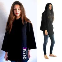 Black unisex hoodie, Made in Italy, with 3/4 sleeves and big doodle printed at the left side. Oversized fit. Material: 100% Cotton Garment Care: 40 degrees machine wash. Do not iron on logo.