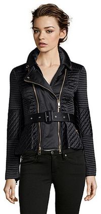 Burberry black quilted poly 'Maplewell' zip biker jacket