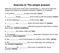 Practice English simple present tense verbs with these free online worksheets. #english #esl #ell #verbs #tenses #grammar #worksheets
