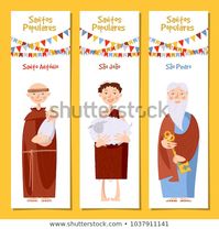 Set of 3 universal greeting cards and bookmarks with Saint Anthony, Saint John, Saint Peter (Santo Antonio, Sao Joao, Sao Pedro). Template. Vector illustration.