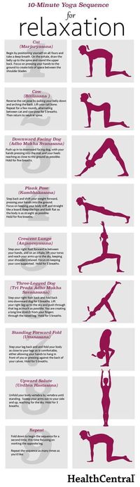 10-Minute Yoga Sequence for Relaxation (INFOGRAPHIC) - Exercise - Anxiety #haircareafterworkout, #PanicAttackAesthetic