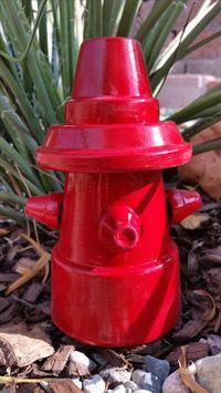 Fire Hydrant Clay Pot - yard art - garden art - terracotta pots. Image only.