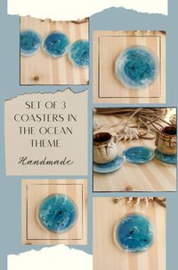 Set of 3 coasters in the Ocean theme, coasters with fish. For those who love the sea They will become an interesting decoration of your table. It can be used as a coasters for mugs or glasses Resistant to temperatures. You can put a cup of tea or coffee on it.