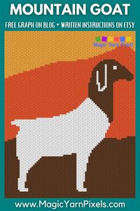 Get the Free Graph for this Mountain Goat Pattern. Modern graphs for c2c crochet, cross stitch & other crafts from Magic Yarn Pixels.