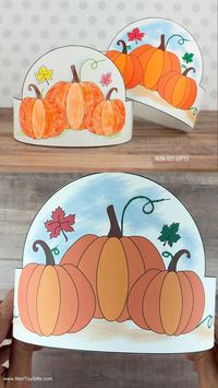 A beautiful pumpkin paper hat for kids ot make for a visit to the pumpkin patch or Thanksgiving. #thanksgivingpaperhat #pumpkinpaperhat #pumpkinpapercrown #pumpkinheadband #fallcraftsforkids