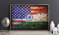 USA & India Flags CUSTOM ORDER_Hand-Painted Flags-Distressed Flags-Vintage-Mixed Media-Textured Art-Colorful-Rustic, Industrial Style