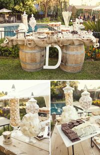 love the idea as the keg barrels as a design for table with fixins