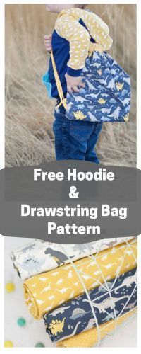 Free Kids Hoodie Sewing Pattern and Drawstring Bag Tutorial Riley Blake Fabrics Fossil Rim