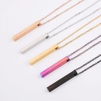 Personalized Stainless Steel Vertical 3D Name Bar Pendant Free Engraving 1 line up to 15 characters Includes Sterling Silver Chain