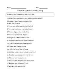 Circling Collective Nouns Worksheet