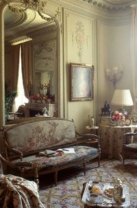 French salon with tapestry covered settee