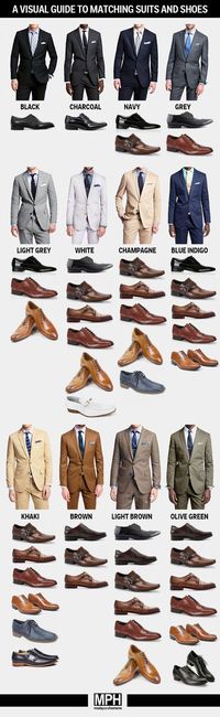 How to pick the perfect pair of shoes for every color suit Read more: http://www.businessinsider.com/how-to-pick-shoes-for-every-color-suit-2015-5#ixzz3dUldEZNR:
