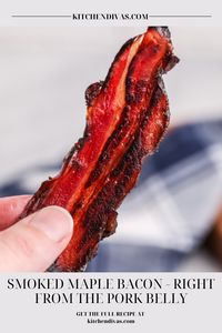 This homemade smoked bacon starts with a pork belly! Yes, this maple smoked bacon is from-scratch candied, smoked pork belly bacon, and it's delicious.