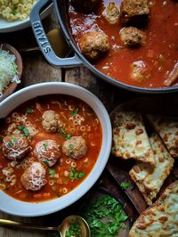 All the cozy comfort of spaghetti and meatballs, but as a soup! Your family will love it, and you will love how easily it comes together! #spaghettiandmeatballs #bolognesemeatballsoup #meatballsoup #soupseason #comfortfood #budgetfriendlyrecipes #glutenfree #feedingthefamily #budgetcooking #pantrystaples #soup #wintercooking #groundbeefrecipes #meatballs
