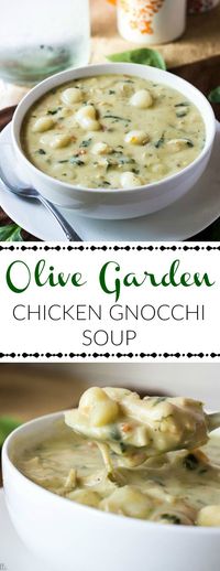This Olive Garden Chicken Gnocchi Soup is a creamy and delicious dinner option full of veggies, chicken and gnocchi!