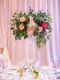 large floral centerpiece for a ballroom reception