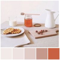 A gentle monochromatic palette featuring nuanced tints and shades of orange (hex #C86142). Monochromatic colour schemes usually include a range of tonal values and these support legibility of design elements. Colour palette illustration by Zena O’Connor, PhD © Design Research Associates featuring an image from Instagram @signebay