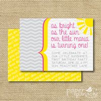 You Are My Sunshine First Birthday Party Invitation