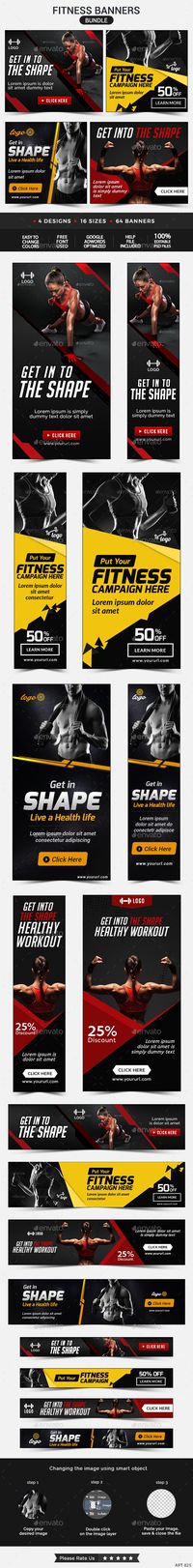Fitness Banners Bundle - 4 Sets Template #design Download: http://graphicriver.net/item/fitness-banners-bundle-4-sets/12410525?ref=ksioks
