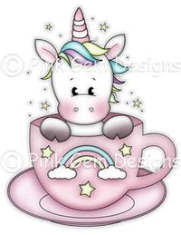 Digi Stamp 'Teacup Unicorn' - Birthday, Party Invitations, Valentine