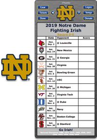 Get your 2019 Notre Dame Fighting Irish Football Schedule Dashboard Widget for Mac OS X - Go Irish! - National Champions 1988, 1977, 1973, 1966, 1949, 1947, 1946, 1943, 1930, 1929, 1924 Download your FREE DEMO at: http://2thumbzmac.com/teamPagesWidgets/Notre_Dame_Fighting_Irish.htm