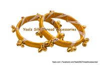 Yaalz Silk Thread Medium Bangle Pairs With Zari & Kunguru Work In Asso