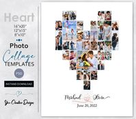 Heart Photo Collage Template in 16x20 Love | Etsy India