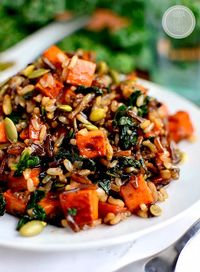 Caramelized Sweet Potato and Kale Fried Wild Rice - Iowa Girl Eats