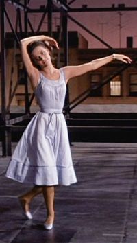 Maria, West Side Story (1961) {that scene when she's dancing on the rooftop or when she runs down the stairwell after Chino and her skirt is literally floating!!}