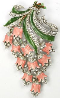 Trifari with Crown 'Pink Lillies' Brooch 1940