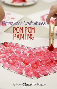 Preschool Valentines Pom Pom Painting