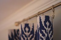 Painted Drop Cloth Curtains ~ I sooo want to "coffee stain" the drop cloth & then stencil it in black ikat pattern (& maybe trim it w/ Greek Key ribbon) for the Master Bedroom!