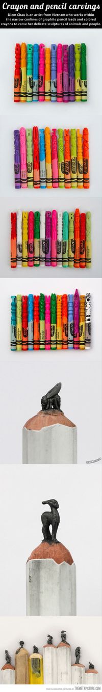 crayon and pencil carvings
