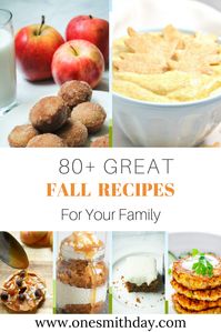 A list of 80+ great fall recipes for your family. From desserts to savory dishes, you're sure to find something you love! #fallrecipes #baking #largefamily