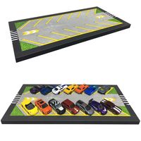 * Composição: MDF Revestido na cor concreto anti-risco com 15mm de espessura; * Arte/Desenhos: Adesivado; * Bordas: Fita PVC; * Base: MDF revestido na cor concreto fosco anti-risco; * Para miniaturas de 7 a 8cm: Hot Wheels, Maisto, Welly, Matchbox