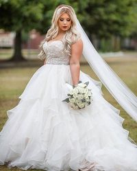 Strapless plus size wedding gowns with an empire waist like this one can be easily recreated for a bride with any design changes. We are US dressmakers who specialize in affordable custom plus size wedding dresses. If your dream gown is out of your price range we can also make a very close #replica of that dress for less than the original. Contact us for pricing at www.dariuscordell.com