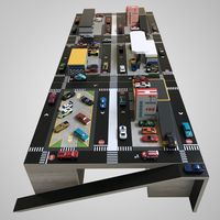 Composta por 3 mesas deparadas podendo agrupa-las formando a cidade. Cada mesa pode-se encaixar 02 dioramas.