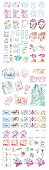 All my cute, colorful printable planner stickers on Etsy are on sale! Detailed handmade watercolor illustrations, turned into stickers, stationery, and journaling cards. I've got a large selection of stickers for beauty lovers, fashion enthusiasts, and travelers. Find me on Etsy during the Black Friday and Cyber Monday madness for 30% off all digital downloads!