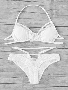FANCY WHITE SATIN CORSET W//WHITE LAYERED SHEER TRIM /& GARTERS+A G-STRIN S M L XL