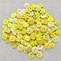 150pcs Yellow Mix Wood Acrylic & Resin Buttons For Cardmaking Embellishments 150pcs Yellow Mix Wood Acrylic & Resin Buttons For Cardmaking Embellishments