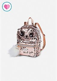 E Justice Girls Sherpa Kitty Initial Mini Backpack
