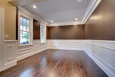 267 Best Dinning Room Images On Pinterest Diner Decor Kitchen Wainscoting Crown Molding And Large Trim Moldings Give This Dining Room An Elegant Look