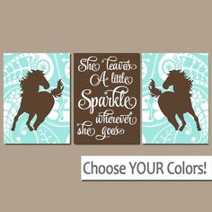 Horse Room Decor S Nursery Art Horse Wall Art Cow Bedroom Decor Baby Nursery Artwork Canvas Or Prints She Leaves A Little Sparkle Paisley Set Of 3 Includes